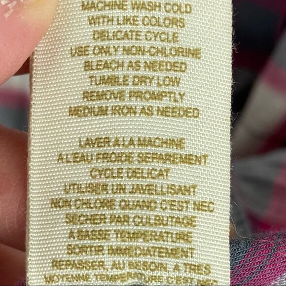 Free People Pink Grey Plaid Button Down Shirt Size XS Long Sleeve Western Boho - Picture 8 of 11